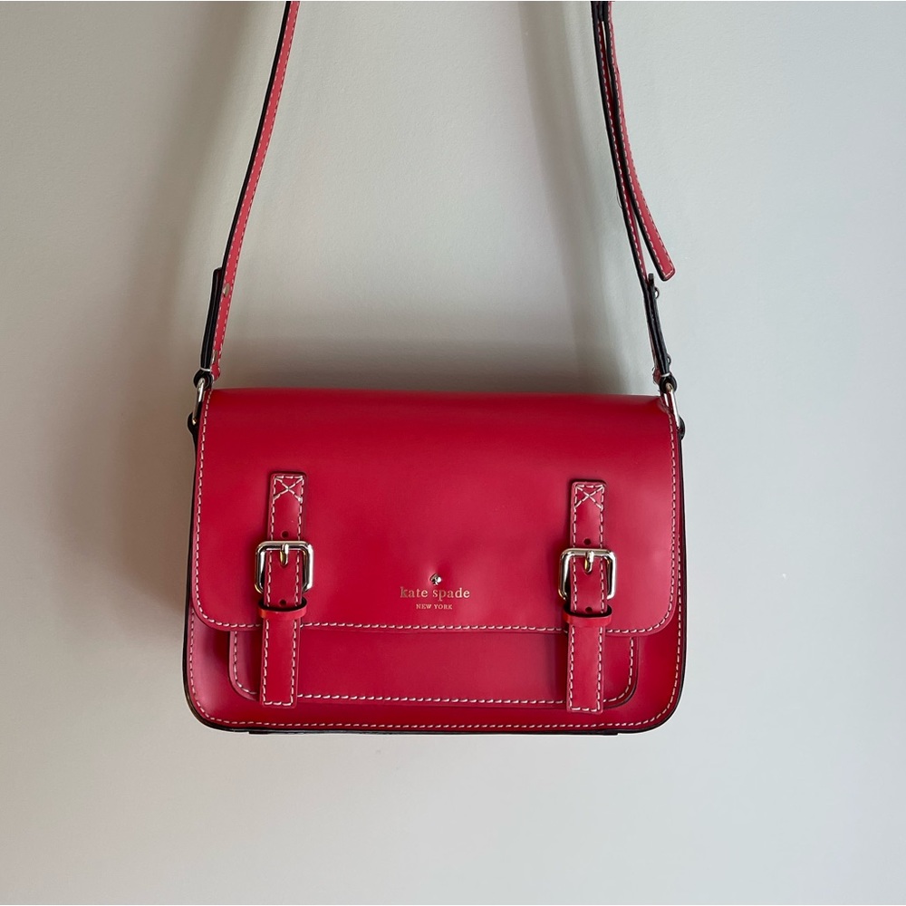 Kate Spade red leather crossbody handbag